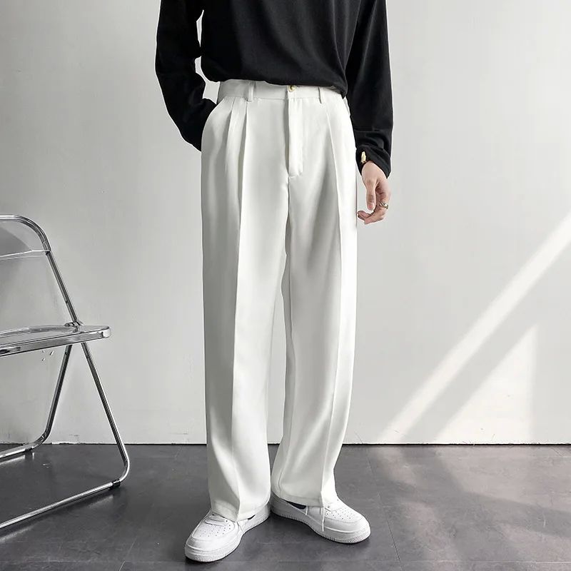 New Draped Straight Men Pants Fashion Business Korean Loose - 图0