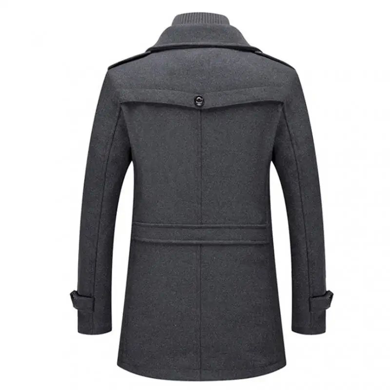 New Winter Wool Coat Men Fashion Double Collar Thick Jacket - 图1