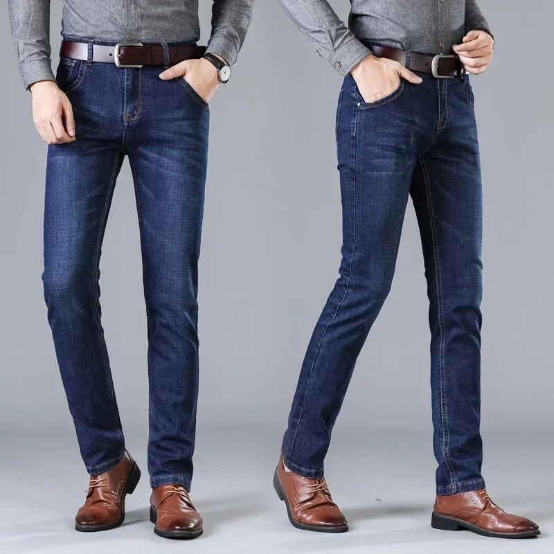 Autumn and Winter Stretch Men's Jeans Men's Style Straight a - 图0