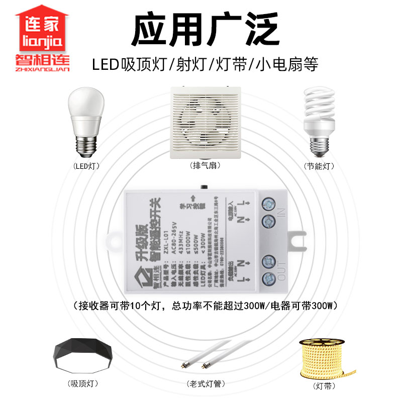 无线遥控开关灯具控制器免布线随意贴开关家用床头双控智能面板 - 图1