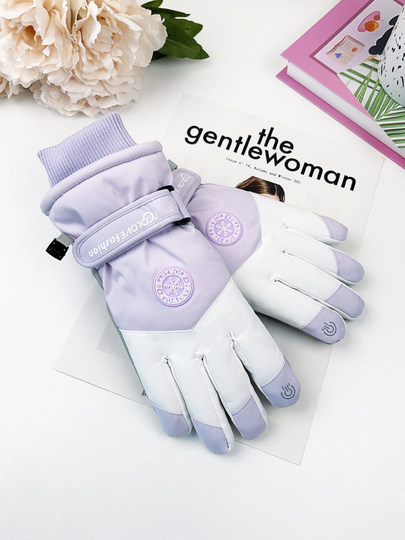 Ski Gloves Female Winter Thick Cycling Electric Motorcycle Fleece-lined Snow Playing Male Touch Screen Outdoor Cotton Warm-Keeping and Cold-Proof Winter