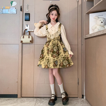 Girl Lian Dress Spring Autumn Dress 2023 New Children Foreign Air Trendy Dress CUHK Child Fall Korean Version Princess Dress