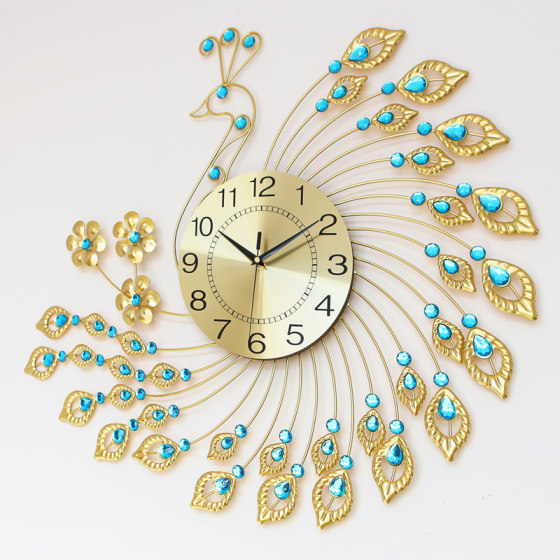 European style peacock clock wall clock living room simple modern personalized creative clock home decoration silent quartz clock