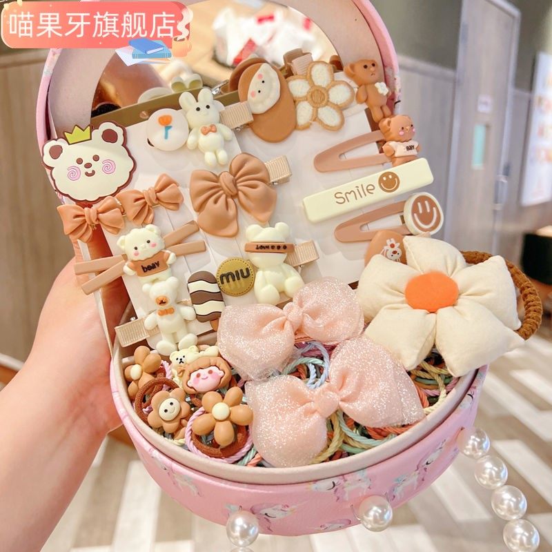 喵果牙婴儿发卡儿童可爱小女孩套装礼盒发饰首饰女童生日发夹皮筋_虎窝淘
