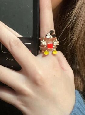 小红书同款米奇戒指古灵精怪可爱老鼠指环开口可调节送女友小众