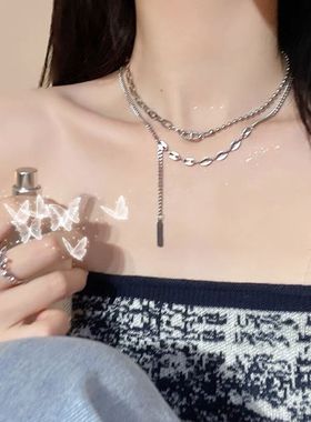 多层钛钢项链女不掉色太钢颈链高级感双层叠戴锁骨链甜酷韩版潮夏