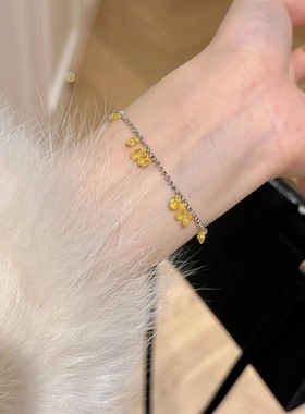 高定黄水晶泪碎星河手链】通体925纯银镀18k金保色手环网红明星款