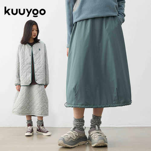 KUUYOO石墨烯双面穿绗棉半裙冬季儿童保暖百搭半身裙女童夹棉裙子 - 图2