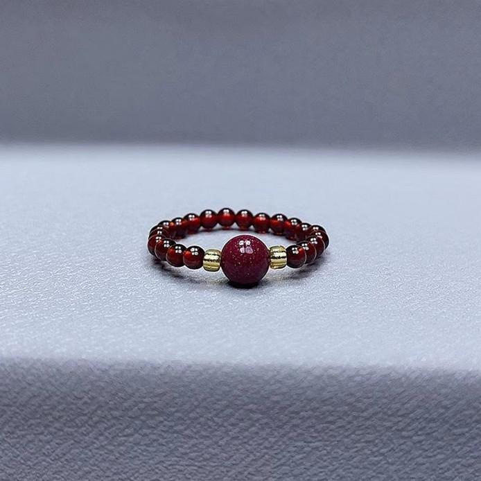 Cinnabar Purple Gold Sand Transfer Bead Ring