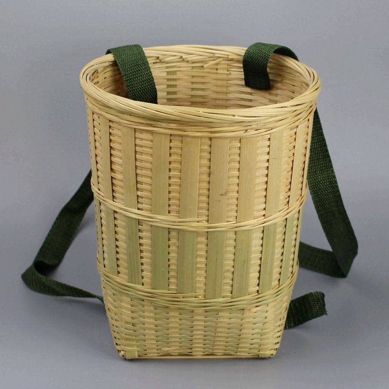 竹编背篓采摘茶叶特大号买菜双肩背箩竹筐收纳篮竹青精编承重力强,淘宝优惠券,粉丝福利购,淘宝优惠卷