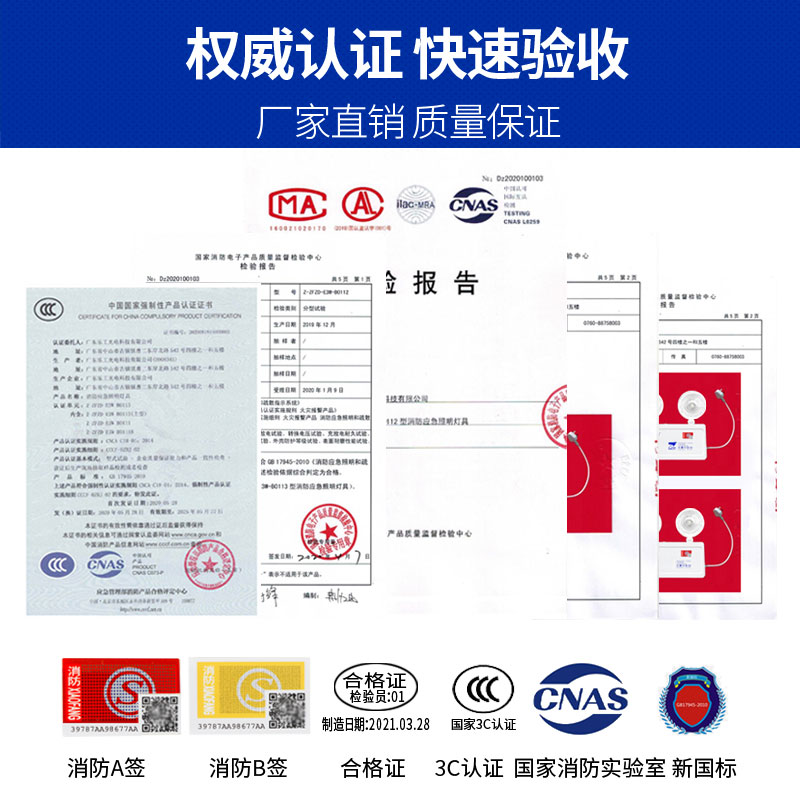 消防应急灯 新国标安全出口灯 充电式LED高亮双头灯 应急照明灯 - 图1