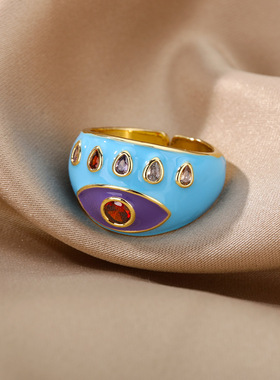 2024 Unique Evil Eye Rings For Women Adjustable Opening Ring