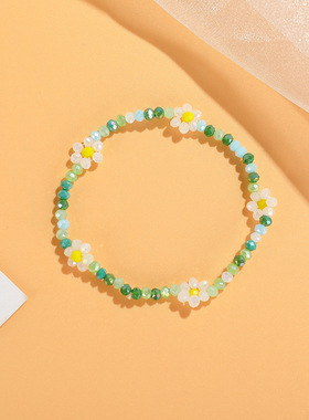 Korea Cute Colorful Crystal Beads Flower Bracelet for Women