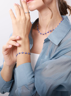 Stainless Steel Evil Eye Anklets For Women Enamel Round Leg