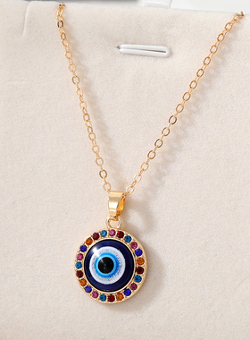 1PC Color Turkish Crystal Evil Eyes Pendant Necklace For