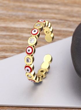 Nidin Hot Sale Lucky Evil Eye Rhinestone Rings For Women