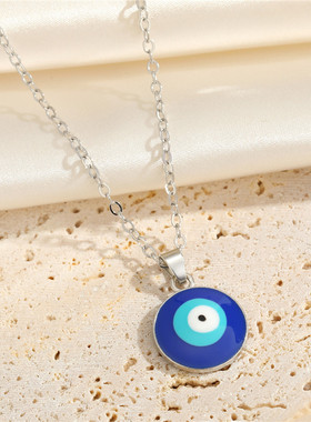 Round Turkish Evil Eye Pendant Necklaces For Women Gift