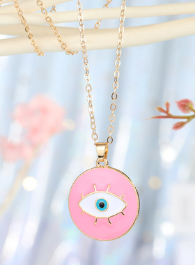 Dayoff 1PC Enamel Evil Eyes Pendant Necklace For Womens
