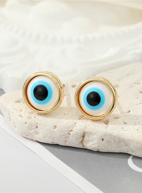 3Pair Colored Shiny Evil Eye Stud Earrings For Women's Gift
