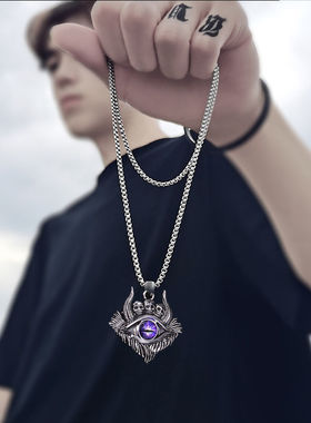 Punk Goth Multicolour Evil Eye Necklace For Men Personality