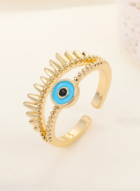 Hollow Zircon Evil Eye Finger Rings For Women Men Punk
