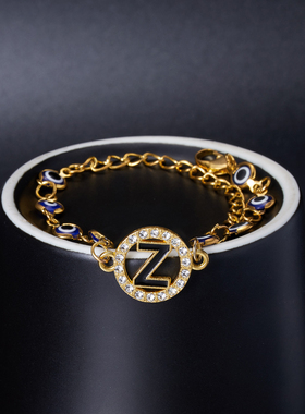 Trendy A/C/M/Z Letters Blue Evil Eye Bracelet For Women