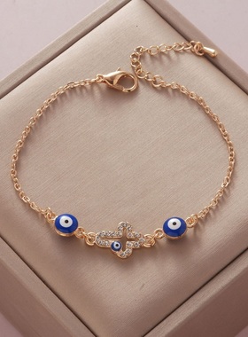 New Fashion Blue Evil Eye Link Chain Bracelet For Women
