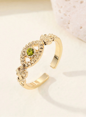 Alloy Flower Turkey Evil Eye Rings For Women Shiny Hollow