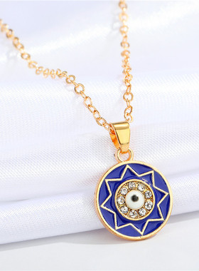 1Pcs Rainbow Round Evil Eye Necklace For Women Gift Jewelry
