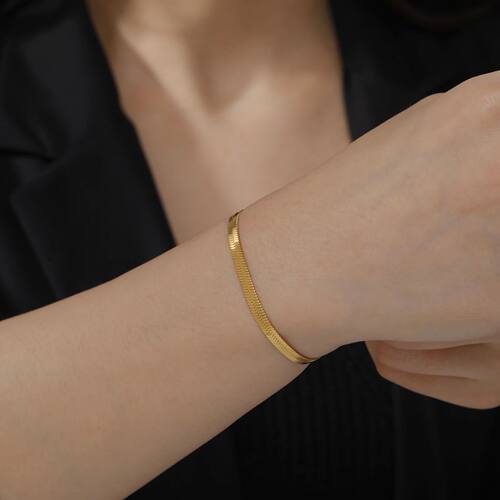 Trendy Classic Snake Chain Bracelet Gold Color Width - 图0