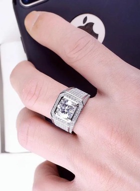 925 Sterling Silver fine big Crystal Rings For Man Women Fas