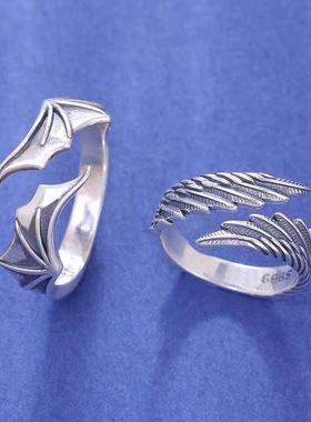 Retro Angel Demon Wing Couples Rings Fashion Men Women