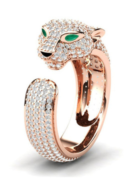 Ekopdee Fashion Inlaid Crystal Leopard Ring For Women Hip