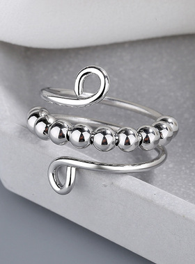 New Fidget Beads Rings for Women Men Rotate Freely