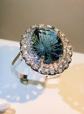 Top Shining Natural Brazil Green Crystal Ring Jewelry Real