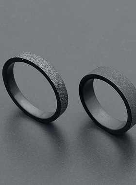 Simple 3mm 5mm Woman Men's Couple Black Titanium Ring Matte