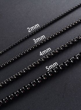 2/3/4/5mm Men's Black Plated Stainless Steel Square Rolo