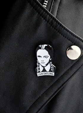 Adams family brooch I am Smiling Wednesday Enamel pin Hard