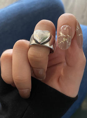 2023 925 Sterling Silver Retro Love Heart Wide Glossy Net