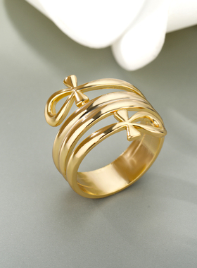 Egyptian Cross Rings For Women Jewelry Vintage Gold  Color