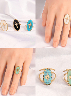 Stainless Steel Ring For Women Wide Ring Vintage Natural