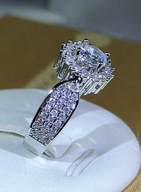 Newest Classic Many Prong Main White Zircon Ring 925 Silver