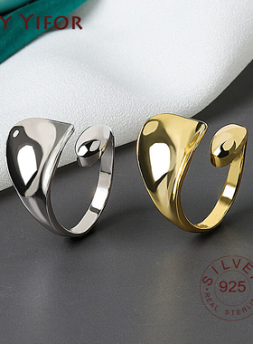 Real 925 Sterling Silver Rings For Women vintage gold color