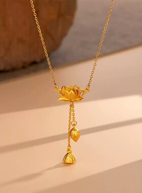 国潮轻奢两世欢莲花项链