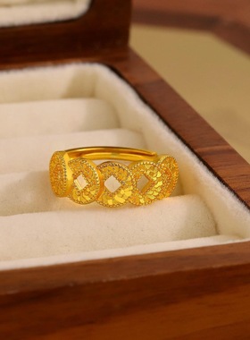 新中式国潮风复古开口可调节五帝钱币戒指气质轻奢百搭个性指环