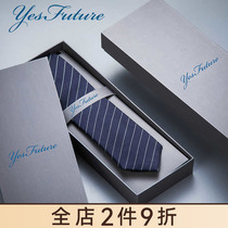 yesfuture mulberry silk tie male linen stripe true silk business casual positive dress classic hand salute box dress