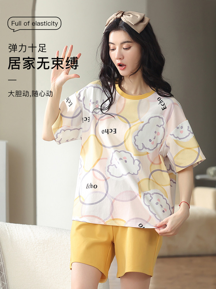 猫人2022新款夏季纯棉短袖学生睡衣 猫人万暖睡衣/家居服套装