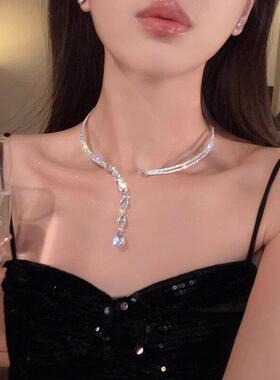 双层珍珠项炼女叠戴气质轻奢小众高级感吊坠颈炼锁骨炼晚礼服配饰