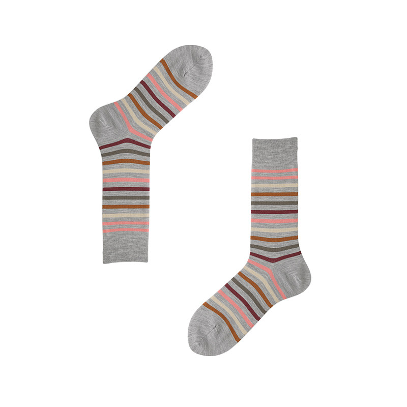 tabio彩色条纹无骨商务羊毛中筒袜 Tabio短袜/打底袜/丝袜/美腿袜