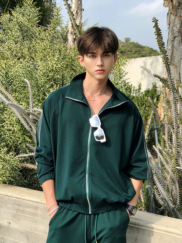 徐志滨soleil春季韩版学院风运动服时尚休闲套装男宽松情侣两件套